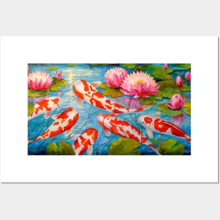 Koi fish in the pond Posters and Art